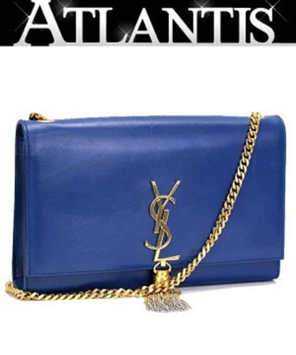 Saint Laurent Paris Kate Chain Shoulder Bag Leather Blue